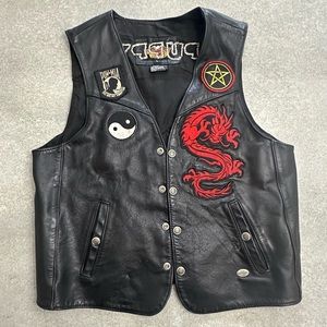 Vintage Leather Harley Davidson Motorcycle Vest, Chaps  and Belt